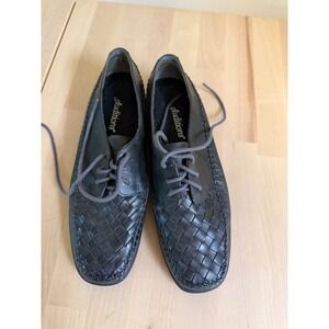 Auditions Black Woven Leather Lace Up Oxford Shoes Women's Size 8B